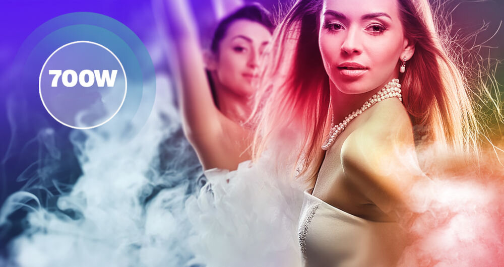 Wytwornica dymu MUSICMATE MM-WS200 DiscoSmoke 9 diod LED magiczna kula światła moc 700 W zbiornik o pojemności 150 ml czas nagrzewania 2-3 minuty