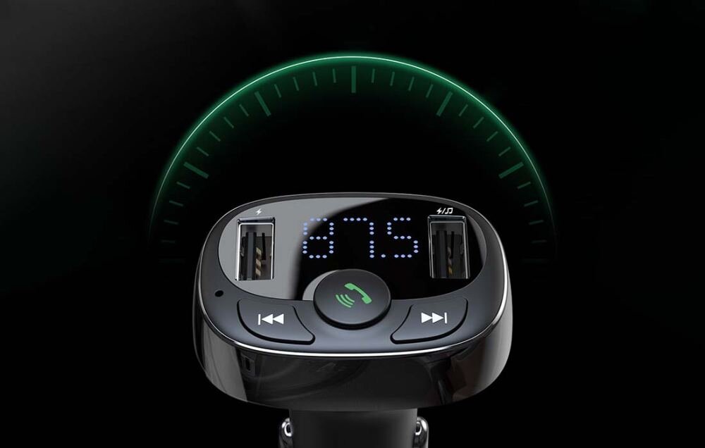 Transmiter FM BASEUS CCTM-01 wyświetlacz bezpieczeństwo