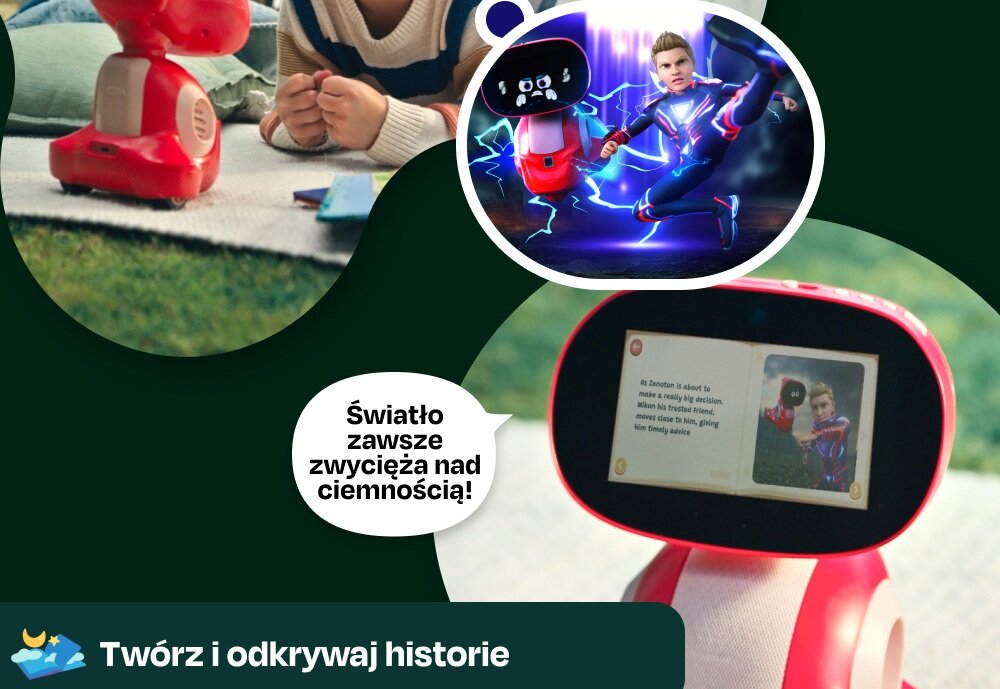 Zabawka Miko Robot Edukacyjny v3 czerwony wspierany sztuczną inteligencją kreator opowieści, zabawne opowieści, kreatywna zabawa