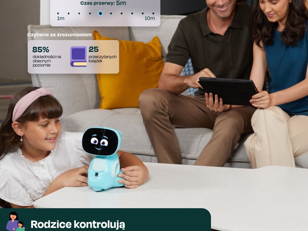 Zabawka Miko Robot Edukacyjny v3 czerwony wspierany sztuczną inteligencją czujniki bezpieczeństwa, solidny design, pojemna bateria, tryb uśpienia opcja wyłączenia