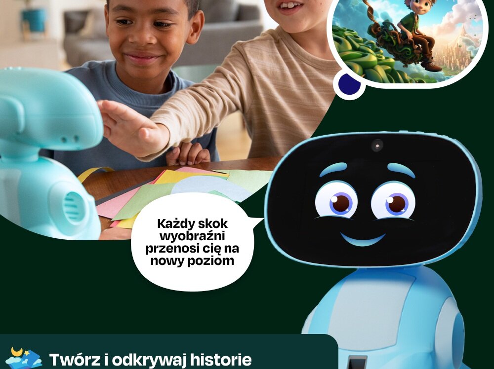 Zabawka Miko Robot Edukacyjny v3 czerwony wspierany sztuczną inteligencją kreator opowieści, zabawne opowieści, kreatywna zabawa