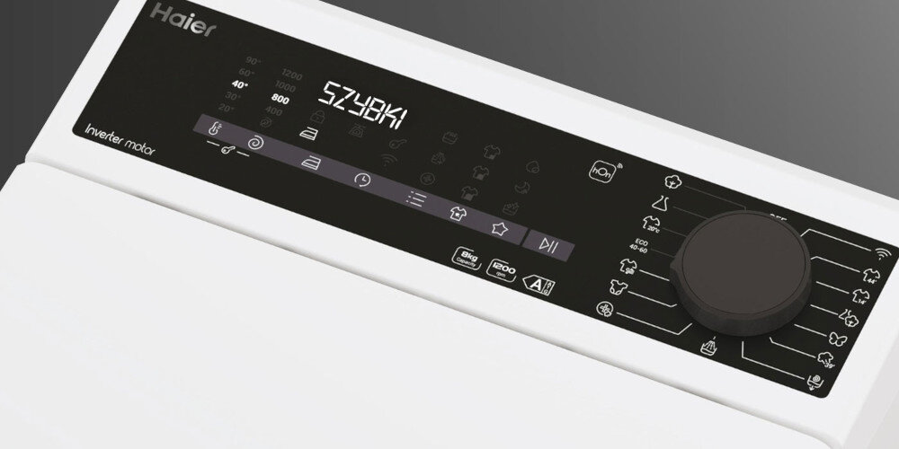 Pralka HAIER THASN286TM5-S Wyświetlacz w języku polskim panel sterowanie cyfrowy nawigacja