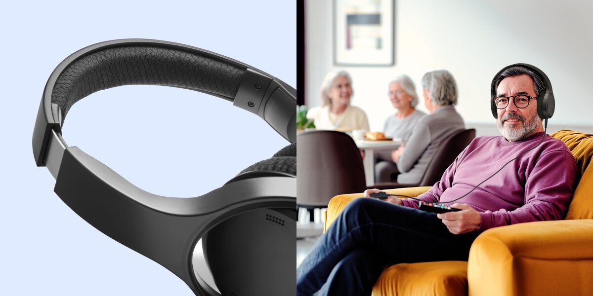 Słuchawki nauszne HAMA Over-Ear&nbsp;221846 - Komfort na co dzień, regulowany pałąk, Konstrukcja wokółuszna, osoba z założonymi słuchawkami nausznymi