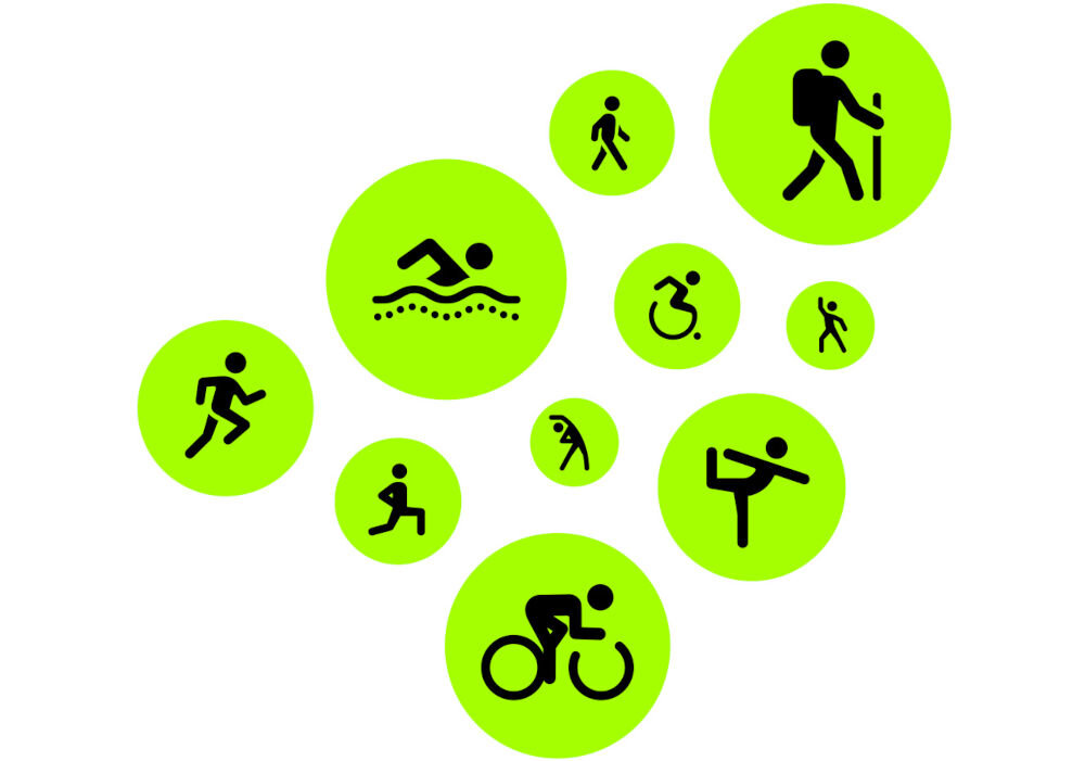 APPLE Watch SE 3 biegasz, jeździsz na rowerze, grasz w tenisa czy ćwiczysz tai chi Parametry wyświetlane w czasie rzeczywistym - ikony aktywności sportowych