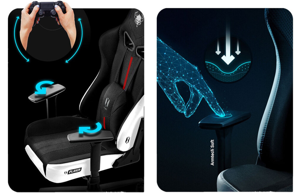 Fotel DIABLO CHAIRS X-Player 2.0 L Biało-czarny podłokietniki pianka