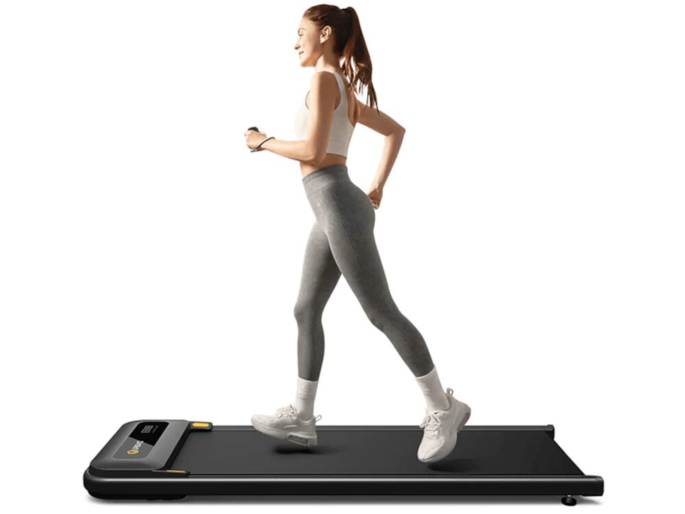 Bieżnia elektryczna UREVO U1 Smart Walkingpad bardzo mala powierzchnia podstawy mala odleglosc miedzy bieznia a podloga niski halas prosta wytrzymala konstrukcja obciazenie do 120 kg