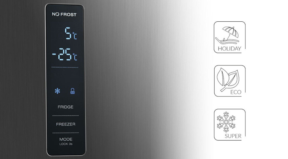 Lodówka MPM 357-FF-30 Nofrost Srebrna sterowanie dotykowe