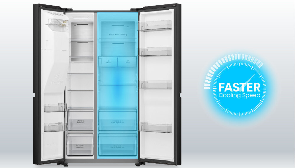 LODÓWKA HISENSE RS818N4TFC MD szybkie chłodzenie obniżanie temperatury optymalne warunki