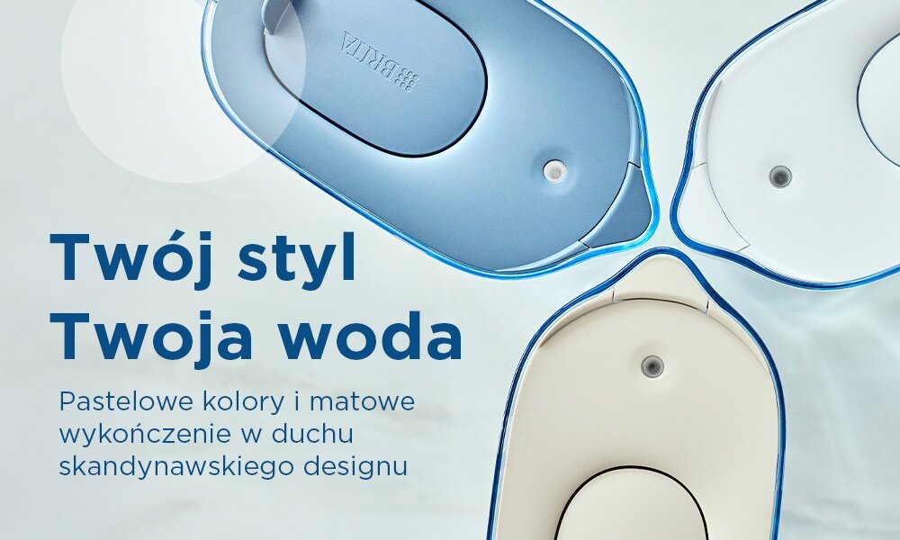 Dzbanek filtrujący BRITA Style Essential Biały + 4 x Wkład Maxtra Pro Pure Performance opływowy kształt, ergonomiczny kształt, wygodne przenoszenie