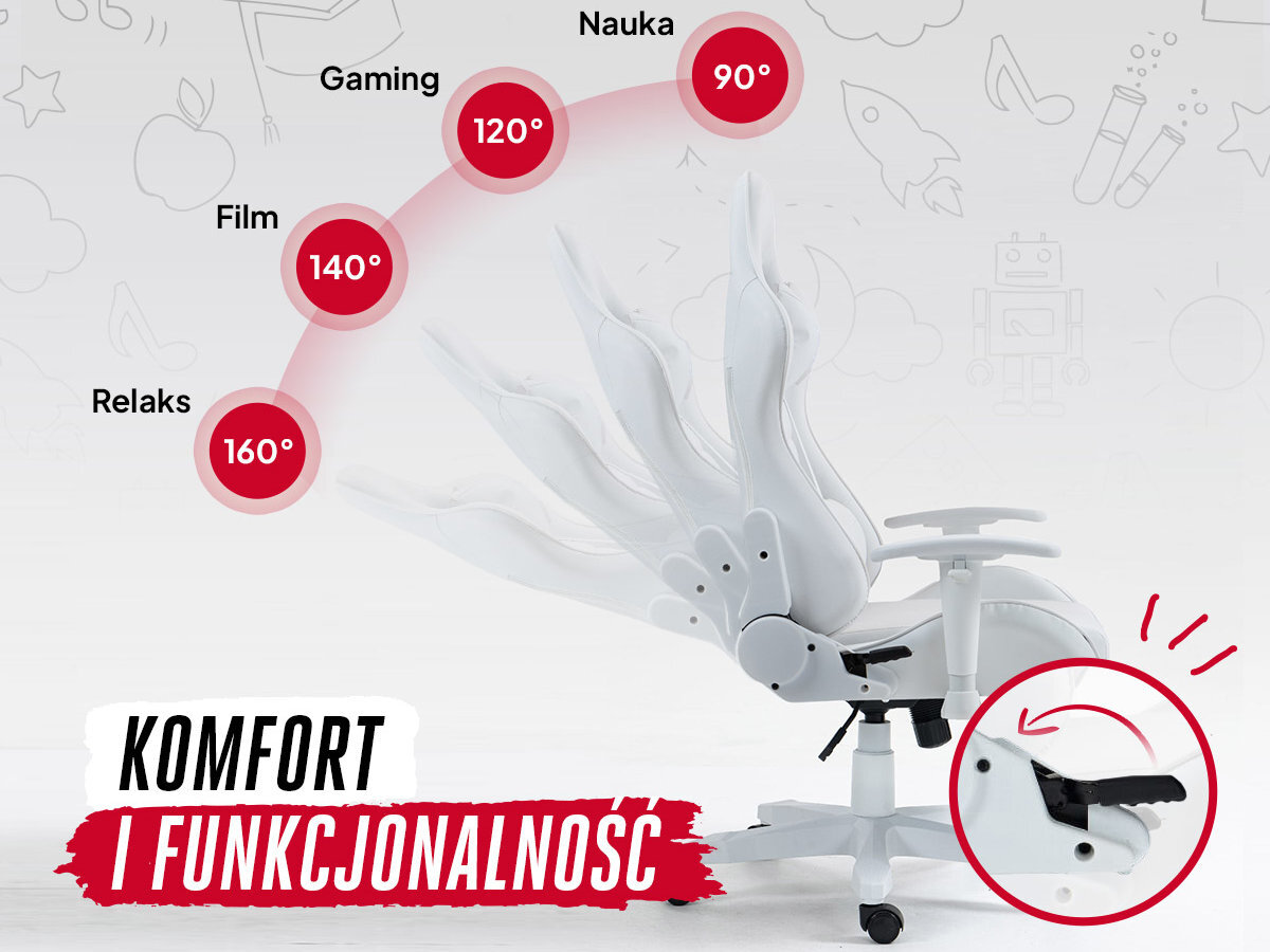 Fotel COBRA Rebel Funkcja bujania z możliwością blokady, regulacja wysokości siedziska i kąta odchylenia oparcia poduszka lędźwiowa