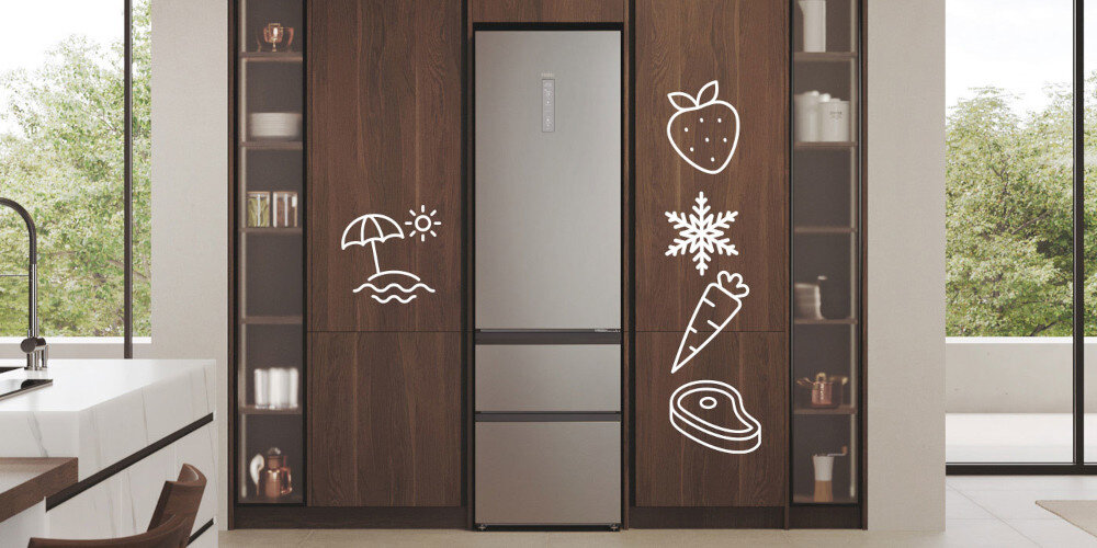 LODÓWKA HAIER HTW7620ANMG3D Tryb wakacyjny funkcje Super-Cool i Super-Freeze szybkie chłodzenie mrożenie