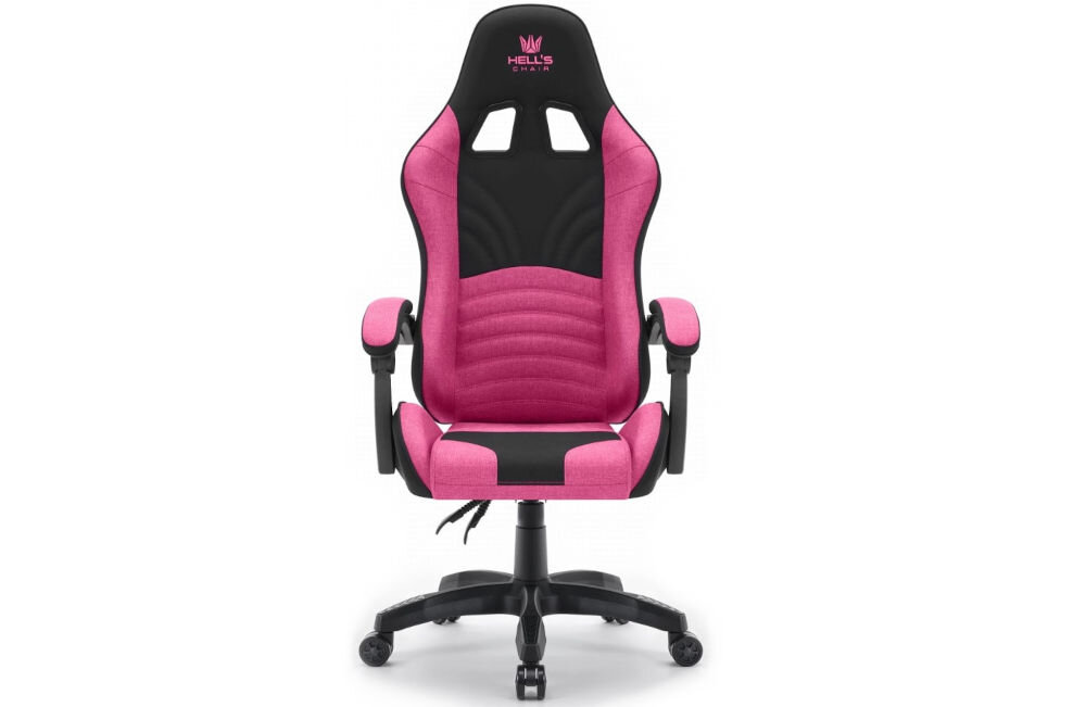 Fotel HELL'S CHAIR Rainbow 2.0 Różowo-Czarny prezentacja fotela od przodu wymiary stabilność