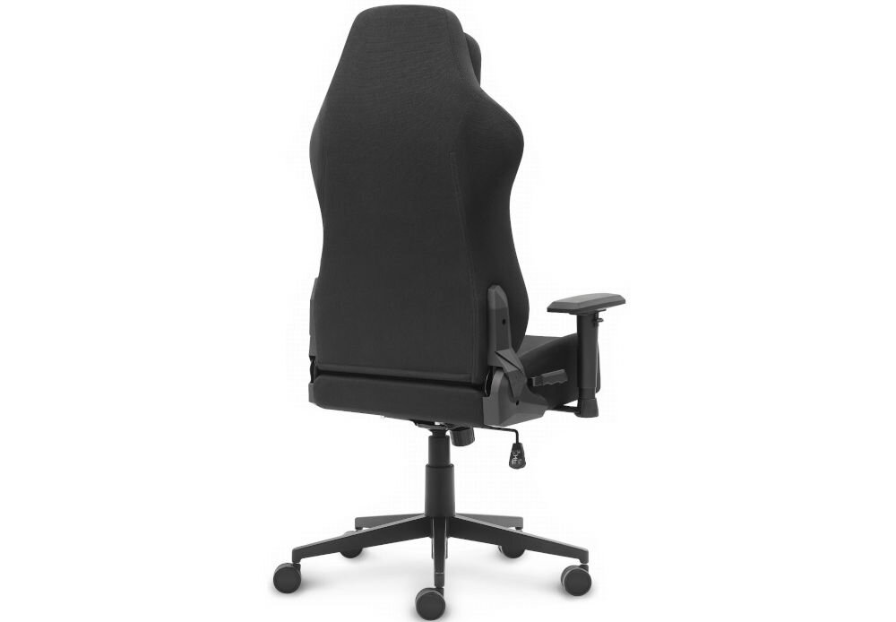 Fotel gamingowy HELL'S CHAIR HC 1009 Czarny prezentacja fotela od tyłu pod kątem na białym tle wymiary stabilność