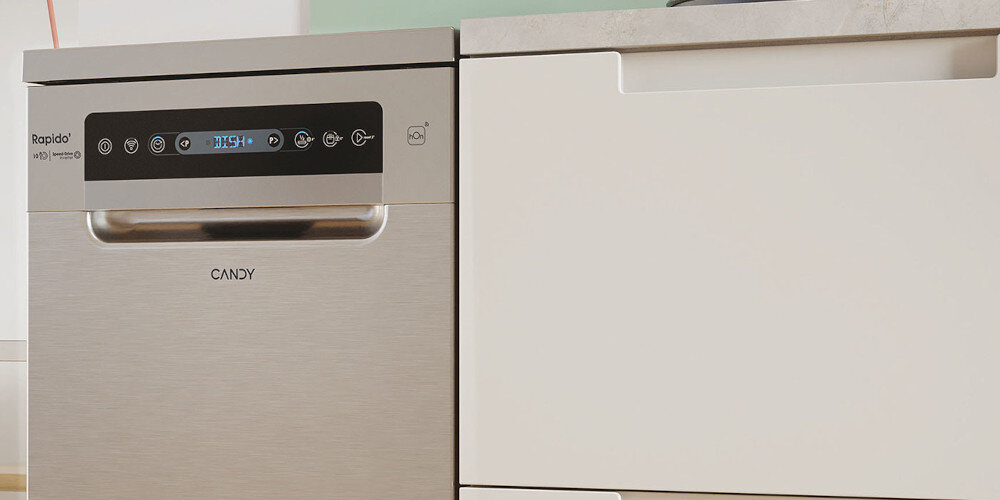 ZMYWARKA CANDY CF1C7SB1FX RAPIDO SLIM czujniki dostosowanie programów zabrudzenie naczyń minimalizowanie zużycia wody i energii