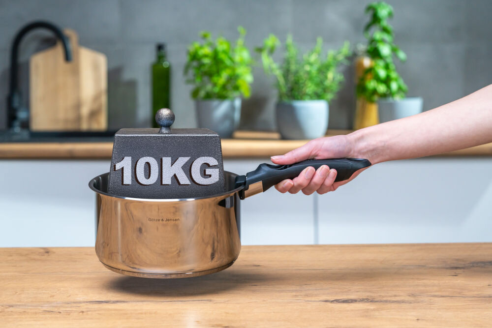 Zestaw garnków GÖTZE & JENSEN SPS925 (4 elementy) uchwyt rączka antypoślizgowa powłoka udźwig 10 kg