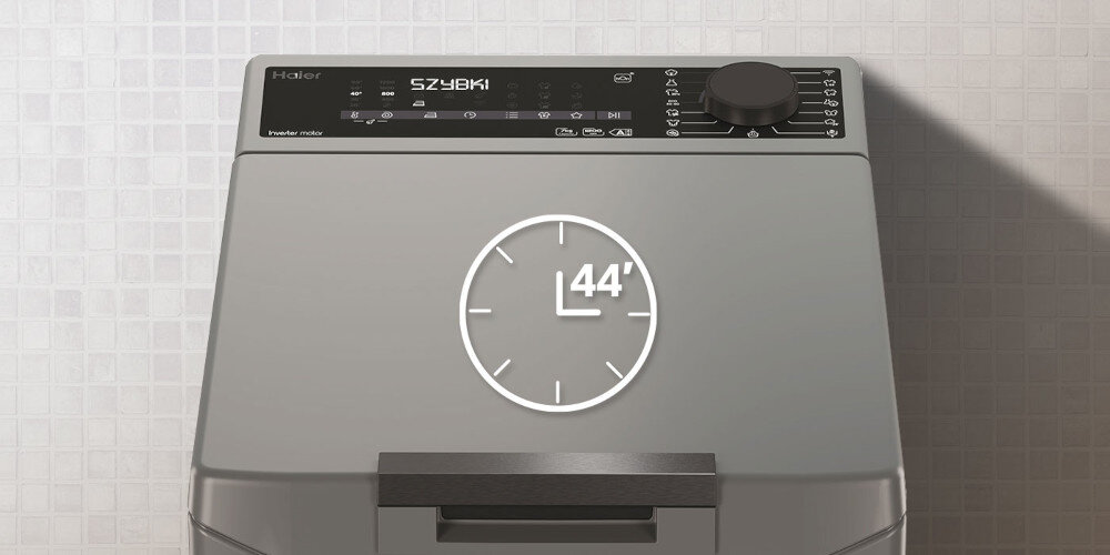 Pralka HAIER THASN276TMR5-S Wyświetlacz w języku polskim panel sterowanie cyfrowy nawigacja