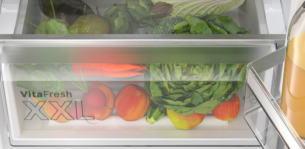 LODÓWKA BOSCH KGN392LDF szuflada VitaFresh XXL wnętrze mięso ryby warzywa owoce przezroczysta komora świeżość poziom wilgotności