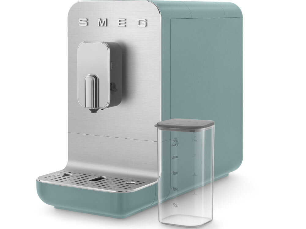 Ekspres SMEG BCC13EGMEU stylowy design funkcjonalność różnorodne napoje kawowe niewielkie rozmiary eleganckie matowe wykończenie styl minimalistyczna forma z dbałością o szczegóły 