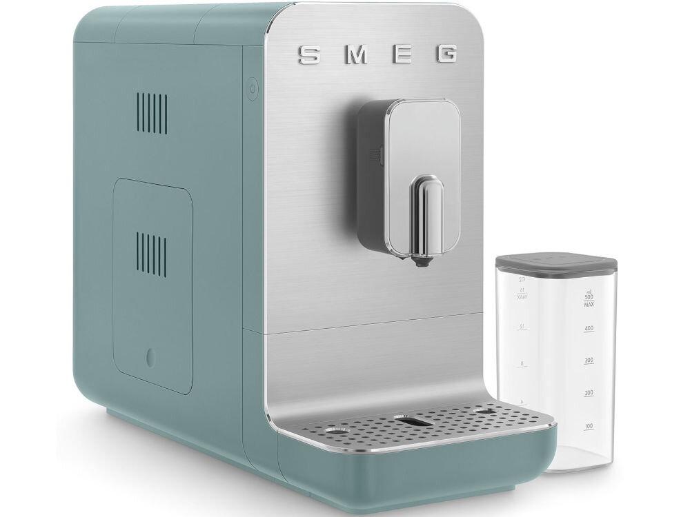 Ekspres SMEG BCC13EGMEU wbudowany młynek pojemność 150 g zbiornik na wodę o pojemności 14 l wygodny kilka filiżanek kawy zbiornik na fusy pojemność 7 porcji alarmy informujące zwiększony komfort użytkowania