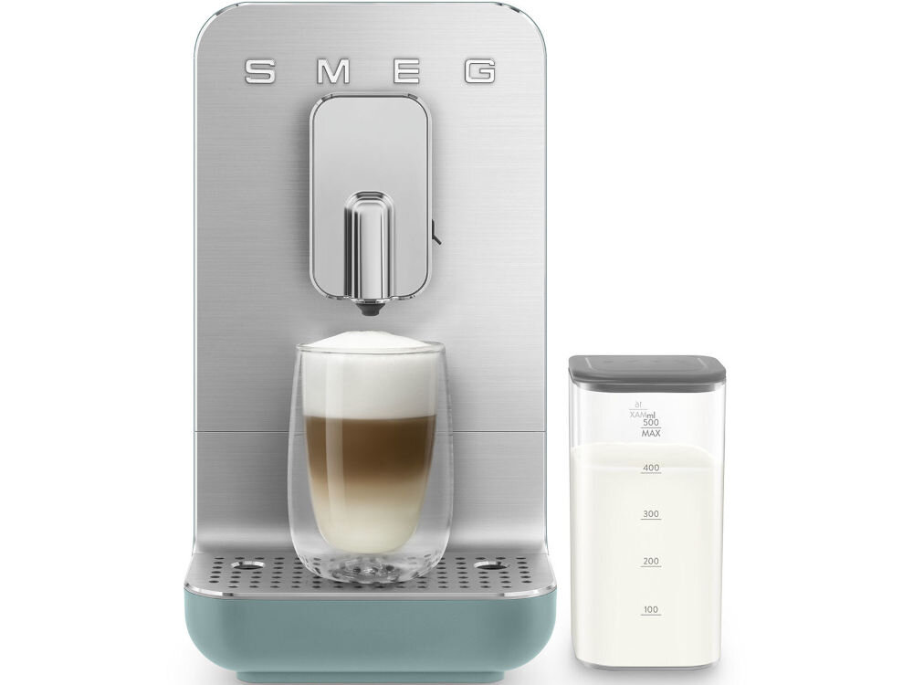 Ekspres SMEG BCC13EGMEU szereg inteligentnym alarmów konieczność odkamieniania uzupełnienie kawy wody zapełnienie zbiornika na fusy pełna gotowość do pracy koniec cyklu parzenia brak jednostki zaparzajacej 