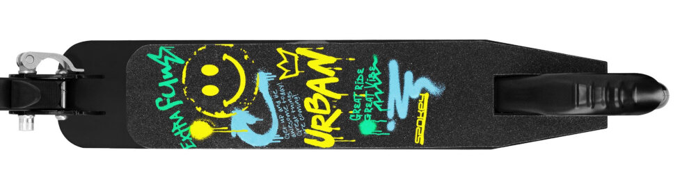 Hulajnoga SPOKEY Notus Czarny podest szeroki antyposlizgowa powloka wyraziste kolory kolorowa grafika obciazenie do 100 kg