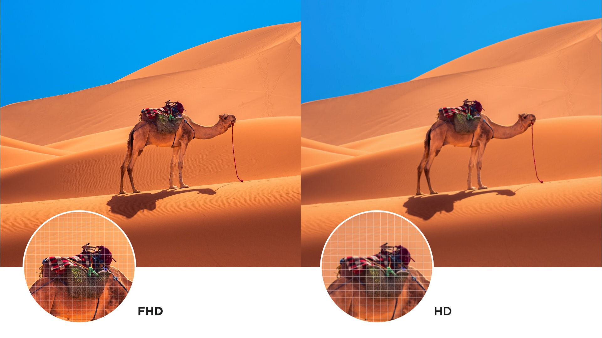 Porównanie jakości obrazu: po lewej Full HD z większą szczegółowością, po prawej obraz w jakości HD.