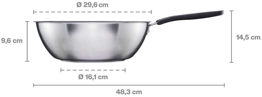 Patelnia wok FISKARS 1072313 28 cm wymiary