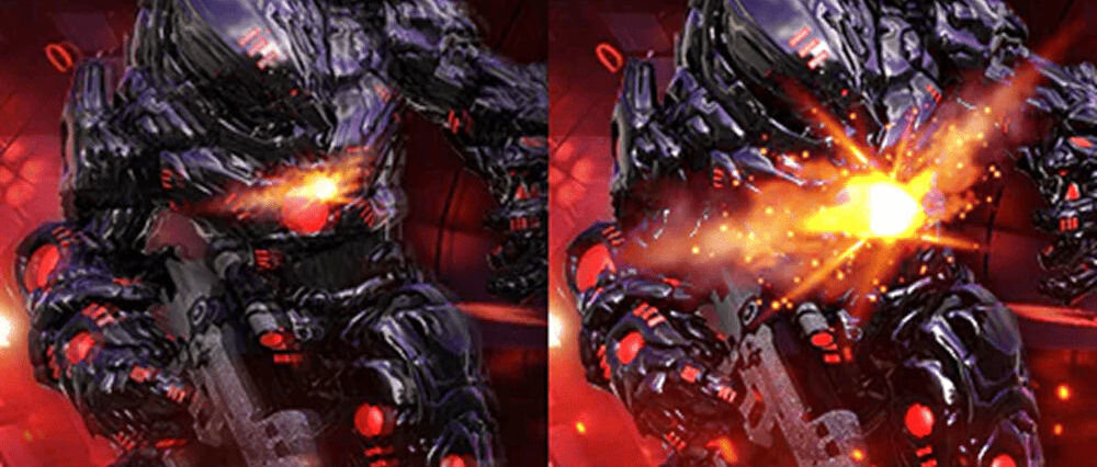 Monitor LG UltraGear 27G810A-B.AEU 27 cali 3840x2160px IPS 180Hz 1 ms [GTG] prezentacja działania Dynamic Action w grze Dynamic Action Sync skrócenie czasu między poleceniem z klawiatury a reakcją