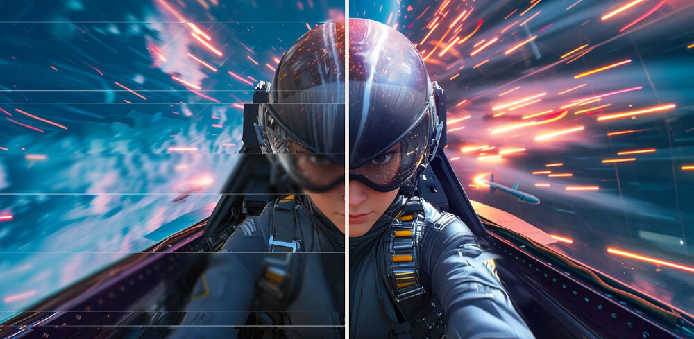 Monitor LG UltraGear 27G810A-B.AEU 27 cali 3840x2160px IPS 180Hz 1 ms [GTG] pokazanie działania zastosowań porównanie z i bez w grze AMD FreeSync Premium Pro VESA AdaptiveSync™ G-SYNC redukcja zacięć