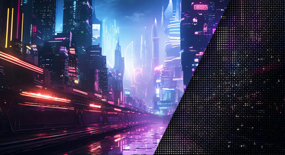 Monitor LG UltraGear 27GX704A-B.AEU 26.5 cala 2560x1440px 240Hz 0.03 [GTG] pokazanie technologii modernistyczne miasto technologia MLA+, panel OLED, jasność SDR, wydajność światła