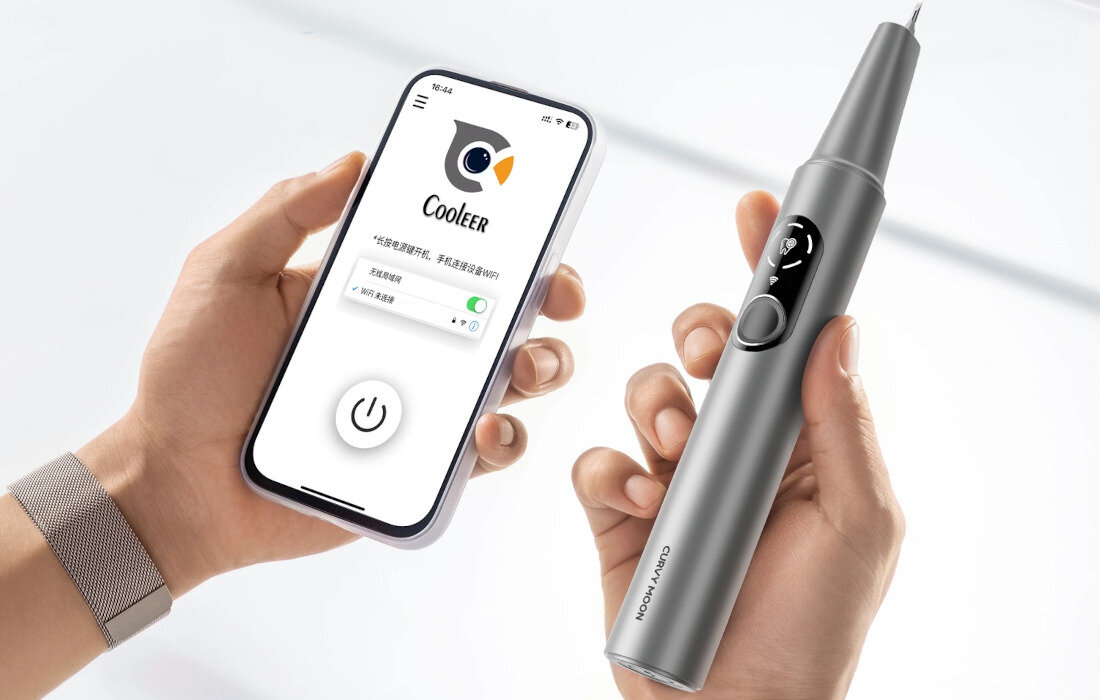 Skaler do zębów EXTRALINK Ultradźwiękowy CS-02 Kontrola w aplikacji Wbudowana kamera z podglądem w aplikacji obserwacja czyszczenia w czasie rzeczywistym precyzja kontrola higiena efekty samopoczucie