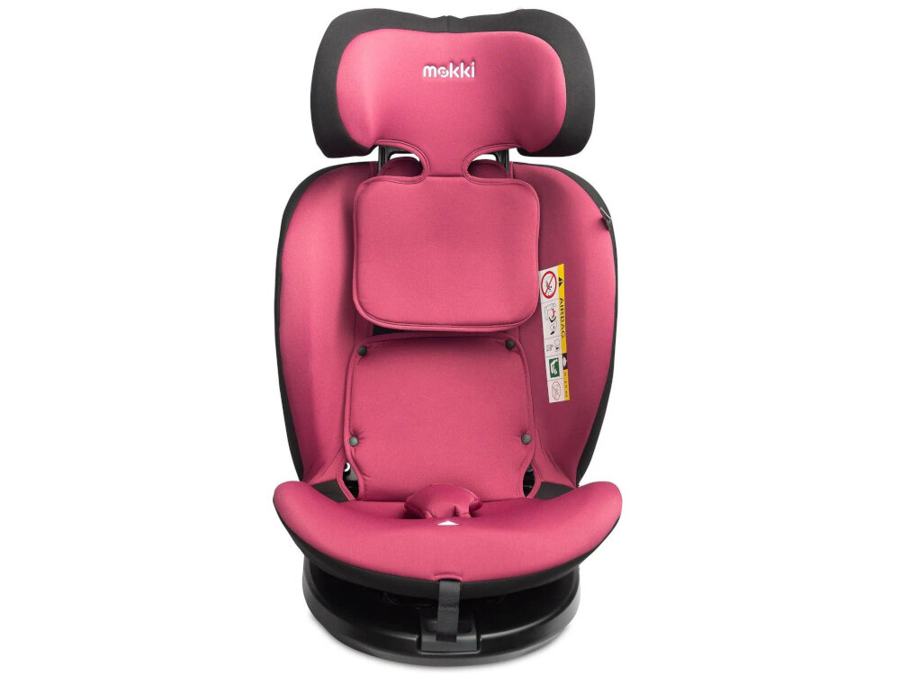 Fotelik samochodowy CARETERO Mokki I-Size 40-150 cm (0-36 kg) Czarno-różowy fotelik na białym tle widoczny od przodu fotelik bez wkładki system regulacji zagłówka oparcia pasów działa w sposób zintegrowany siedmiostopniowa regulacja zagłówka w zakresie od 60 do 79 cm personalizacja ustawień fotelik rośnie razem z maluchem 4-stopniowa regulacja oparcia wygodna pozycja