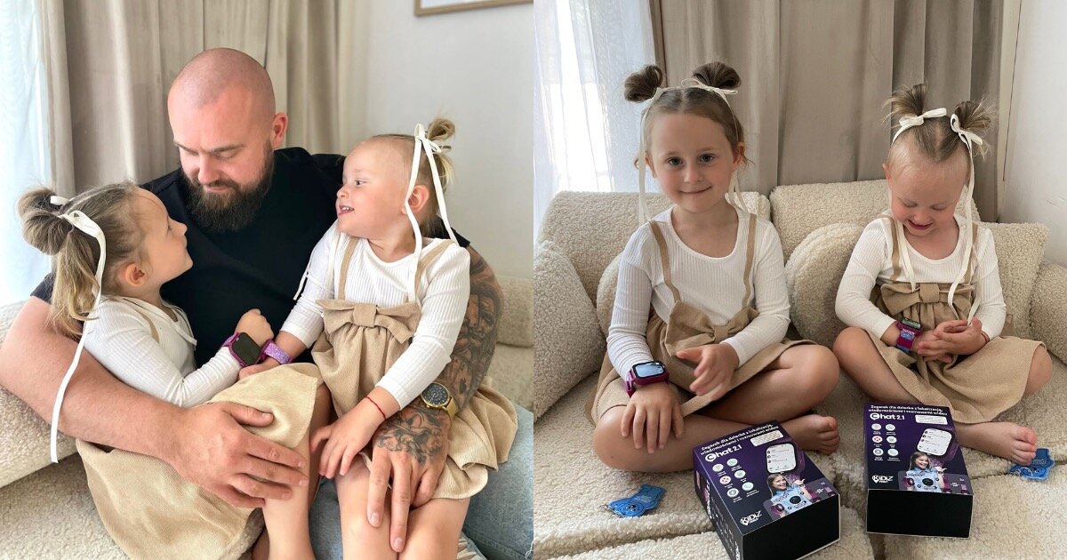 Chłopiec w czapce i okularach prezentuje smartwatch KiDiZ Watch na nadgarstku. Obok chłopiec trzyma pudełko smartwatcha KiDiZ Watch Chat 2.1 w kolorze czarnym.