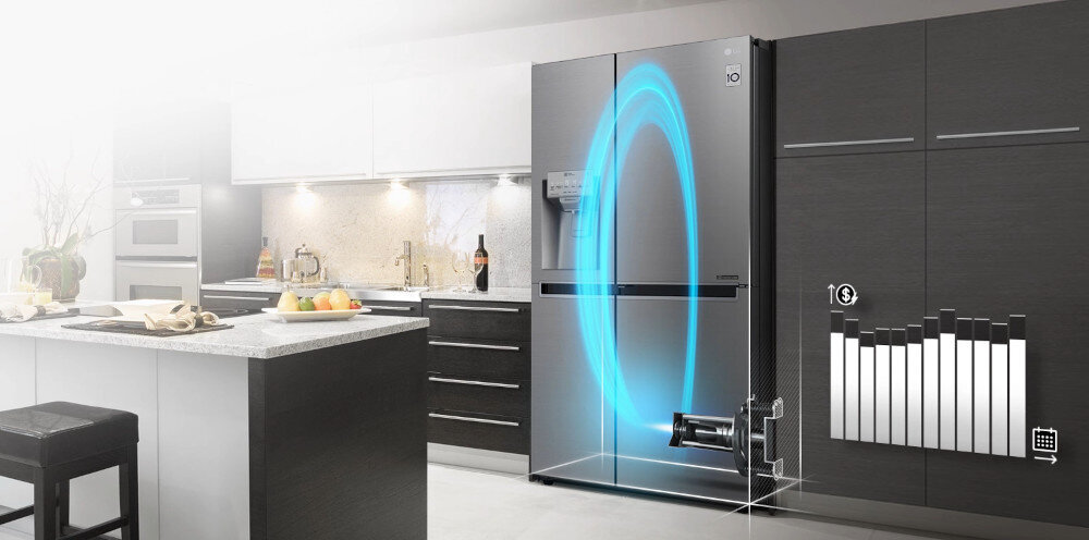 LODÓWKA LG GSGV80EPLL MULTI DOOR 179CM CZARNY MAT PODAJNIK WODY Kompresor liniowy sprężarka skutecznie oszczędność silnik praca