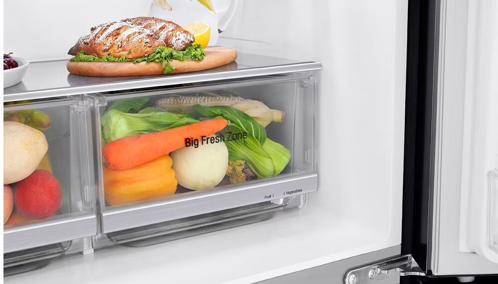 LODÓWKA LG GSGV80EPLL MULTI DOOR 179CM CZARNY MAT PODAJNIK WODY pojemne szuflady Big Fresh Zone owoce warzywa regulacja wilgotności