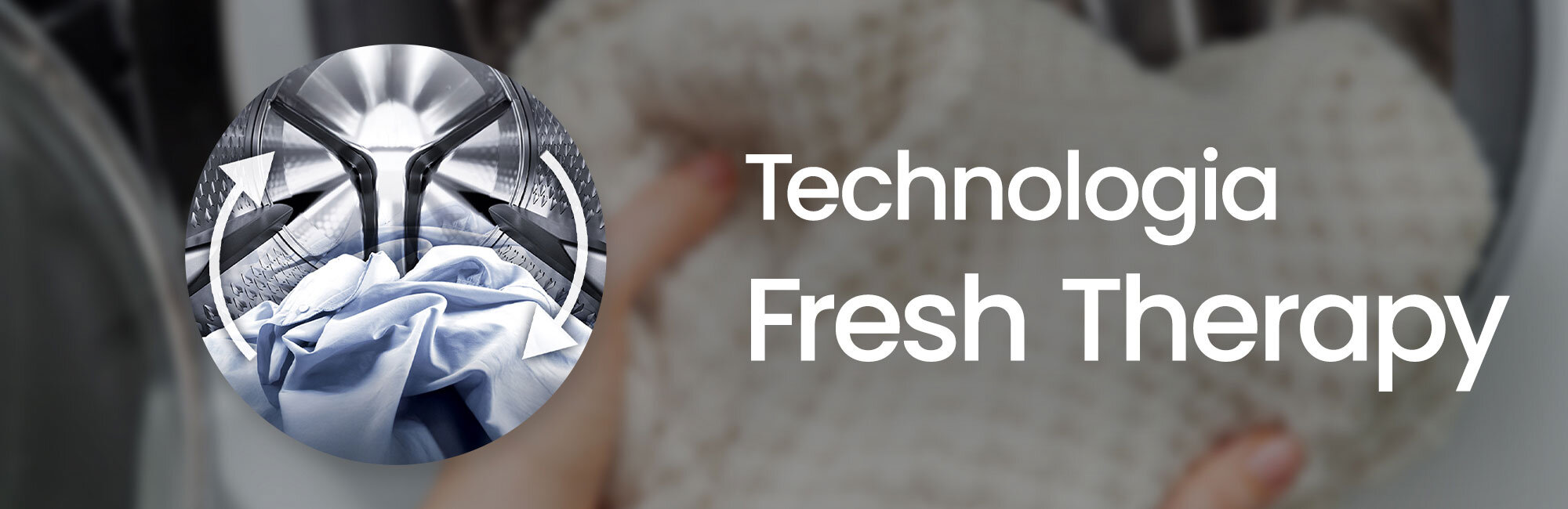 PRALKA BEKO B5WFT694111WBPBB wizualizacja wnętrze bębna kierunki obroty tkaniny ubrania w tle Technologia FreshTherapy świeżość prania zapobiega zagnieceniom nieprzyjemnym zapachom