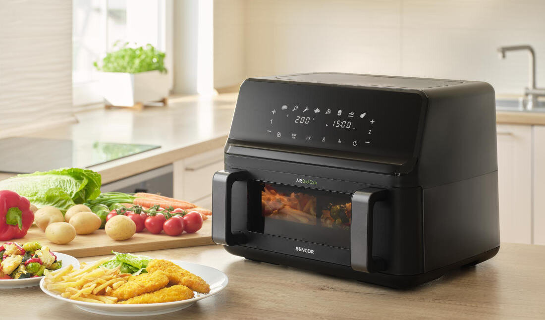 Air Fryer Frytkownica beztłuszczowa SENCOR SFR 9650BK Dla dużych i małych porcji pojemność dwa dania