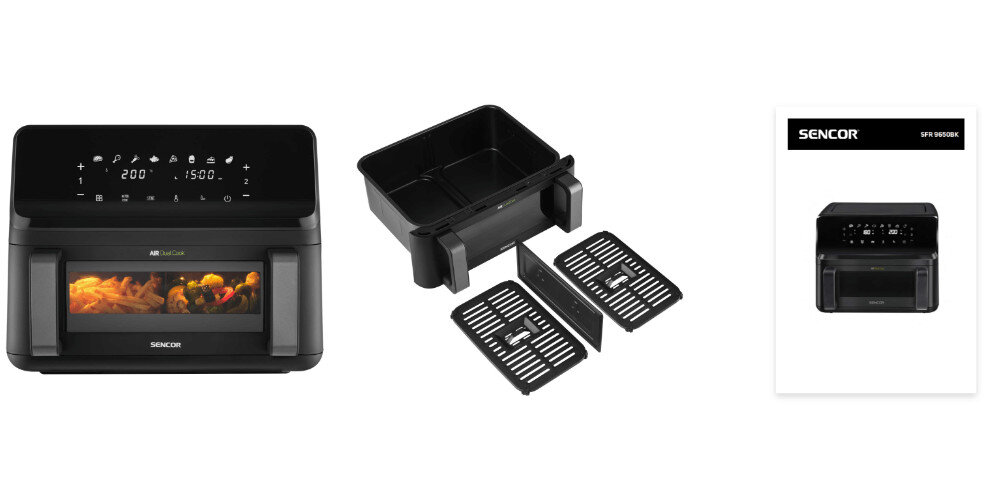 Air Fryer Frytkownica beztłuszczowa SENCOR SFR 9650BK zestaw akcesoria komplet wyposazenie