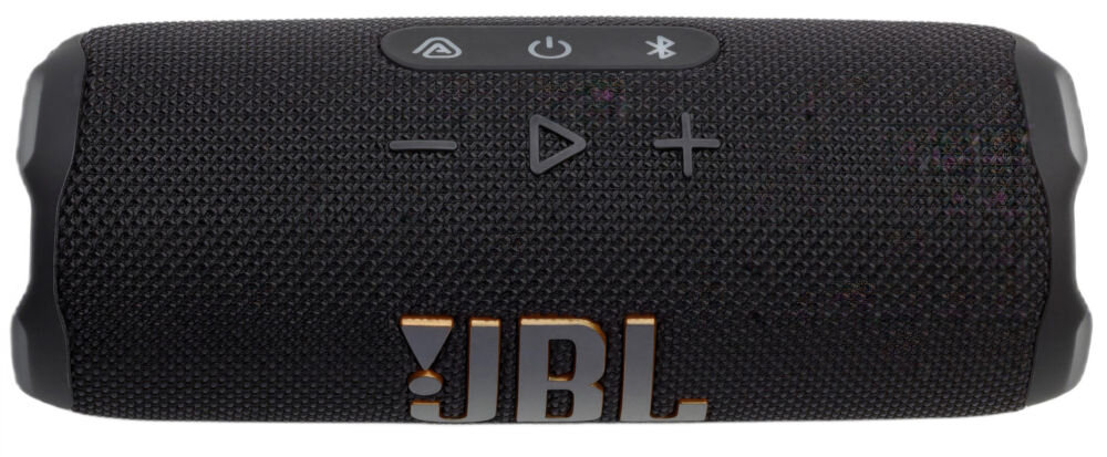 Głośnik mobilny JBL Flip 7 Tomorrowland Bluetooth 5.4 — szybkie parowanie ze smartfonem i laptopem, głośnik mobilny od frontu na białym tle