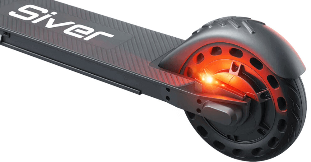 Hulajnoga elektryczna MOTUS Siver City 20km 250W 8 Czarny przedni hamulec bębnowy swiatla migaja pulsacyjnie