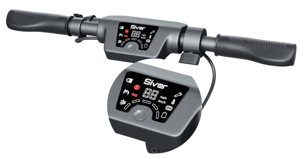 Hulajnoga elektryczna MOTUS Siver City 20km 250W 8 Czarny minimalistyczna kierownica w ksztalcie litery T wysokosc kierownicy 109 cm jazda w wyprostowanej pozycji intuicyjny wyswietlacz LCD predkosc tryb stan baterii