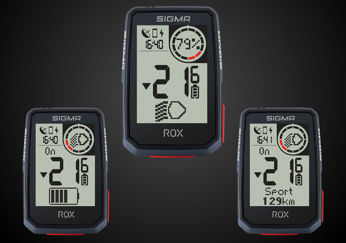 Licznik rowerowy SIGMA Rox 2.0 Top-Mount Set Duży Wyświetlacz Duże cyfry wysoki kontrast dane jazda Element RED CIRCLE 6 widoków dwie wartości