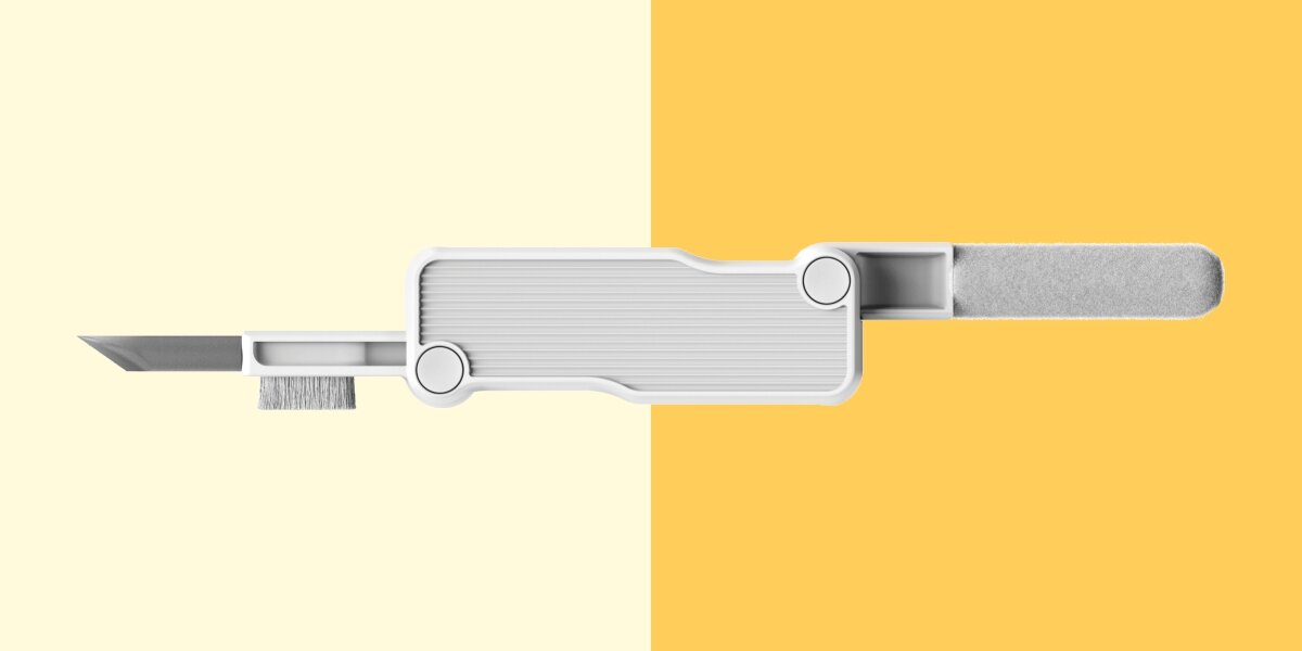 Zestaw czyszczący HAMA do słuchawek smartfonów i aparatów - Wygoda użytkowania, Zestaw czyszczący od frontu na jasnym tle