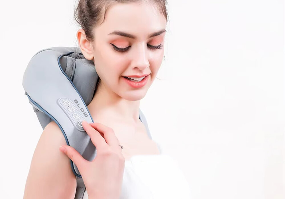 Masażer do karku BLOW Relax Swoboda bez kabli Bezprzewodowe działanie i pojemna bateria w domu, biurze czy w podróży