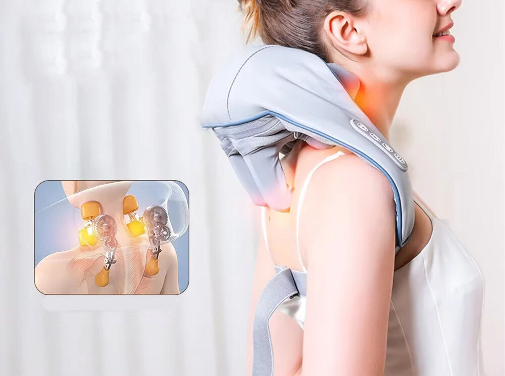 Masażer do karku BLOW Relax Głęboki masaż 3D Shiatsu Mechanizm masujący imituje ruchy ludzkich dłoni  ugniatając i uciskając mięśnie w kilku kierunkach