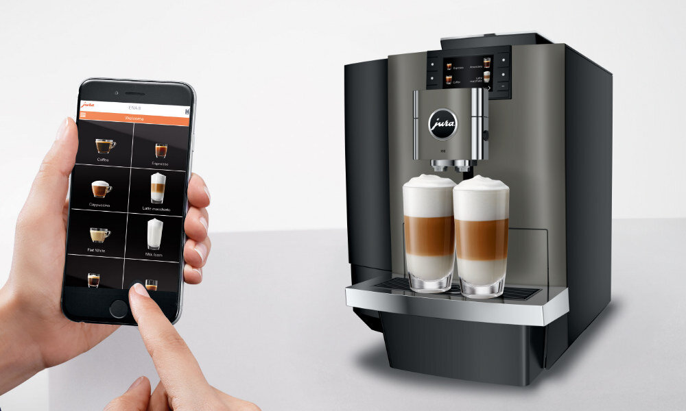 Ekspres JURA X10 Dark Inox (EB) JURA Operating Experience sterowanie obsługa smartfon ulubiona kawa informacja komunikaty Smart Connect WiFi Connect