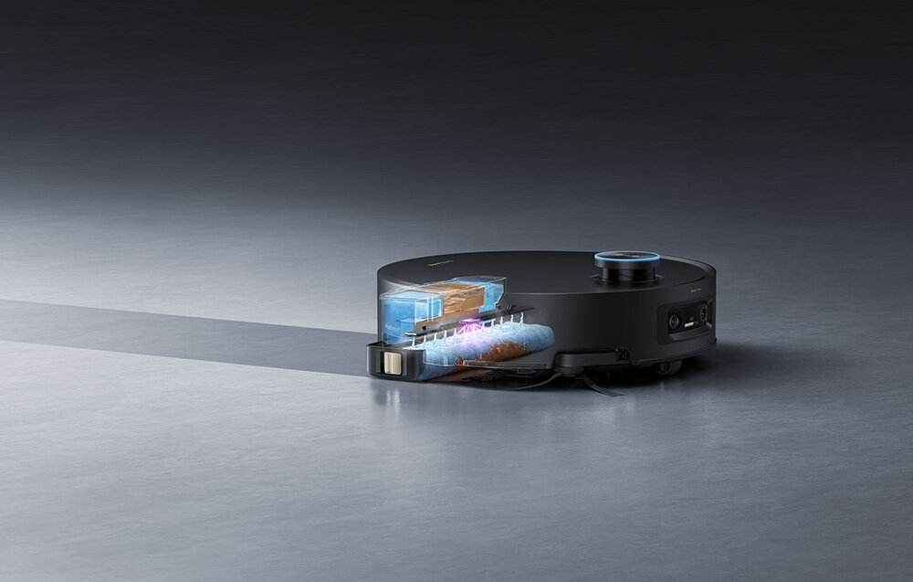 Robot sprzątający DREAME Aqua 10 Ultra Track Complete Czarnyy Higiena padów i stacji robot wraca do stacji temperatura drobne resztki i osady z płyty Technologia ThermoHub™ 