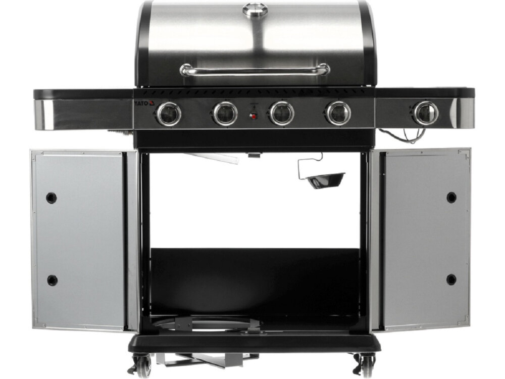Grill gazowy YATO YG-20019 latwe w czyszczeniu pojemnik na soki i tlusz zdejmowany zamykana kopula