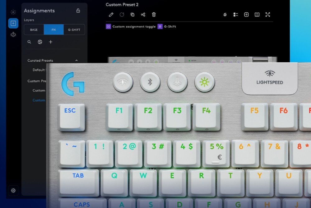 Klawiatura LOGITECH G915 X Lightspeed TKL Biały podświetlenie kolory efekty synchronizacja