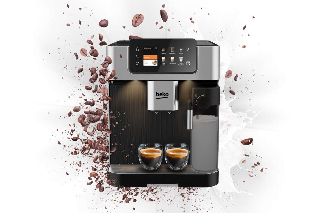 Ekspres BEKO CaffeExperto CEG7348B Ulubione kawy zawsze pod ręką cztery kolorowe profile zapamiętuje ustawienia wymiary wysokość ułatwienie